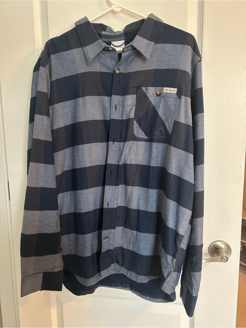 Columbia Fleece Lined Plaid Button Up Shirt Blue Men’s Large